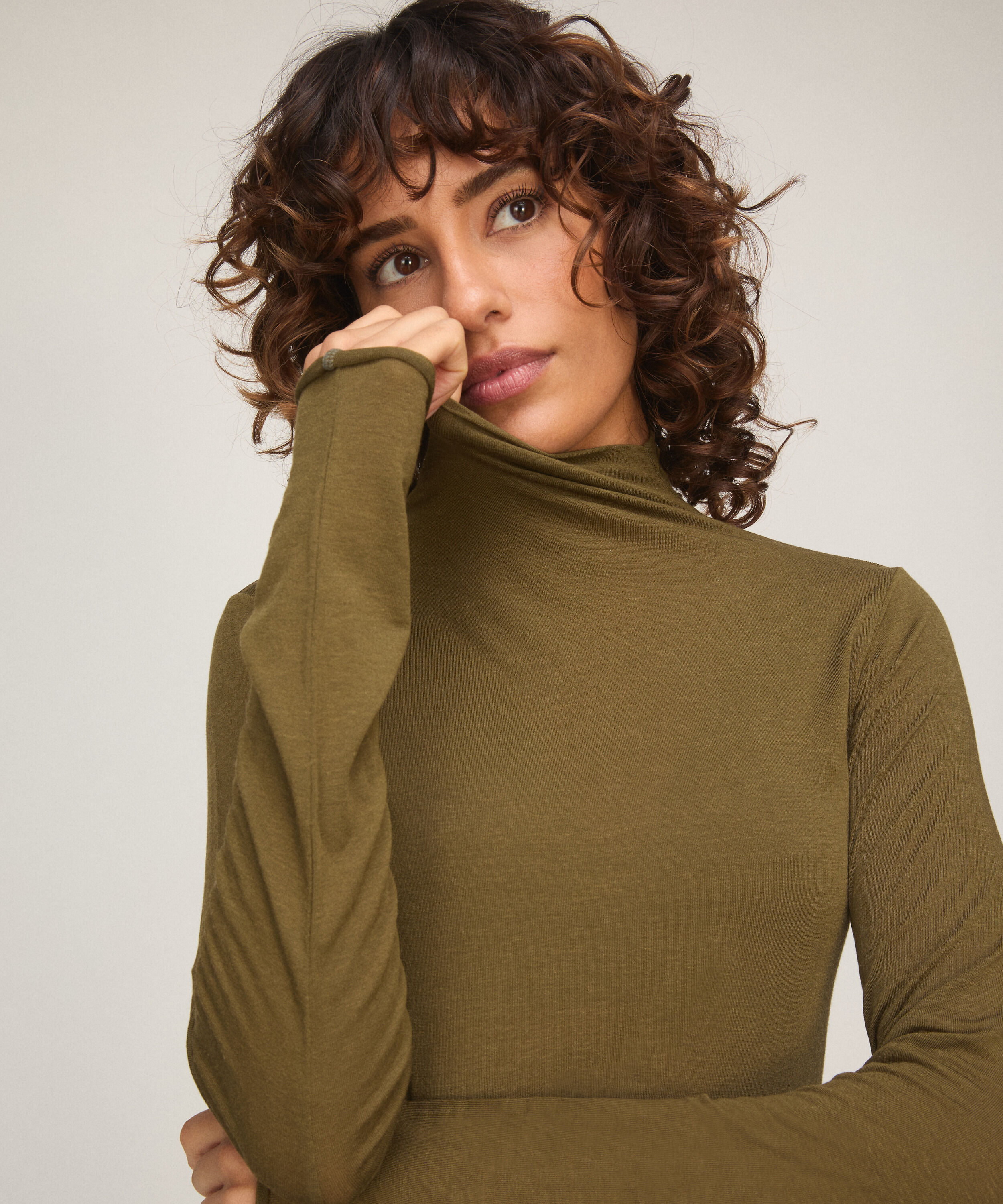 super soft Turtleneck shirt with Cashmere, Green