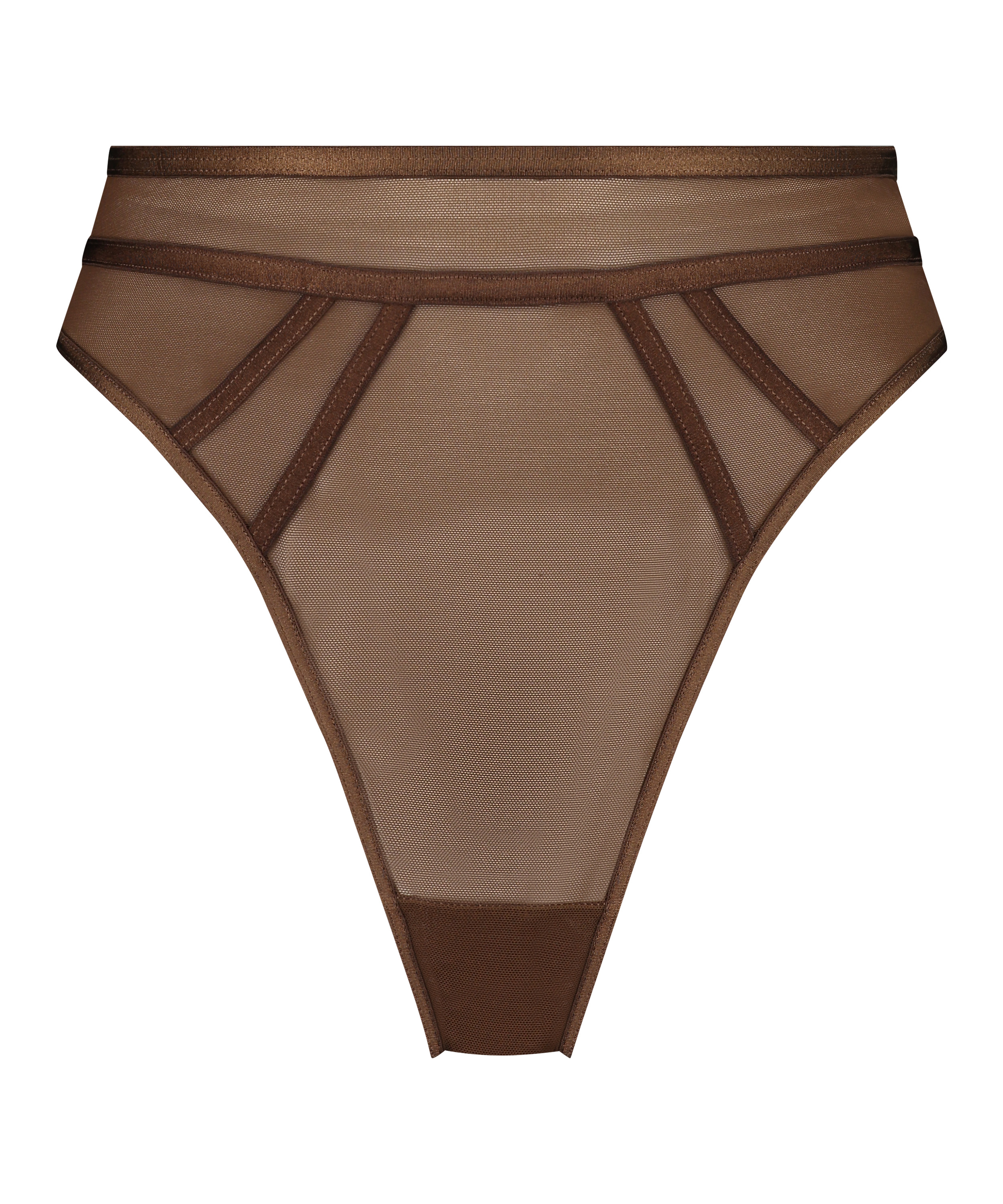 Sexy mesh high-cut thong, Brown, main