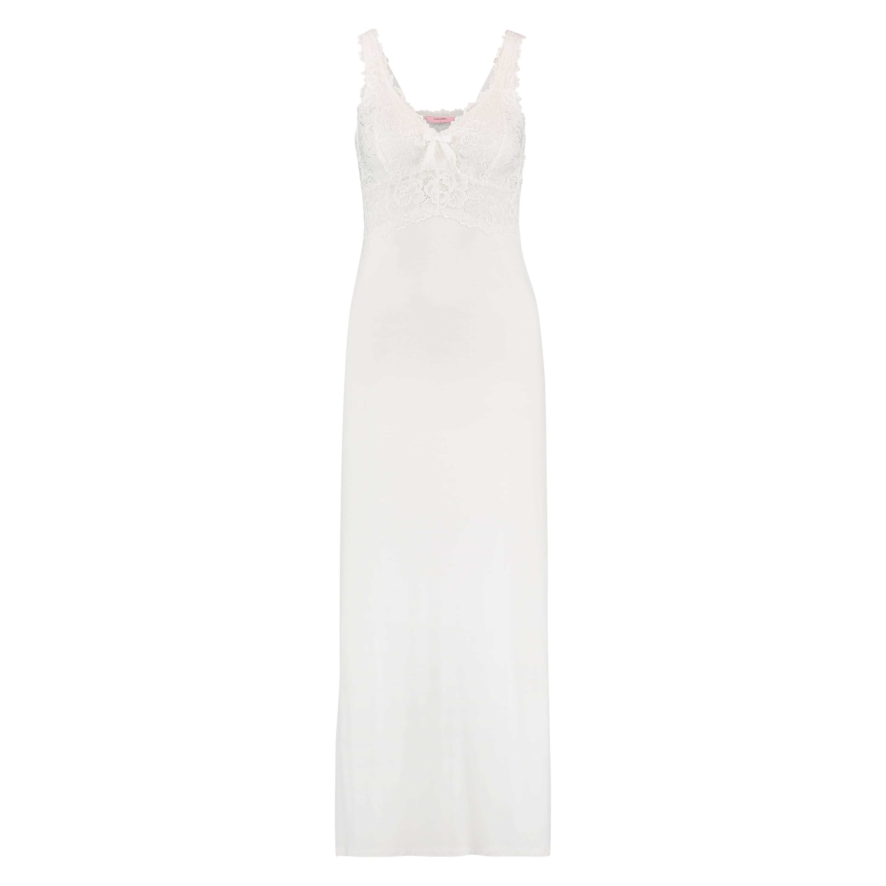 Long slip dress Modal lace, White, main
