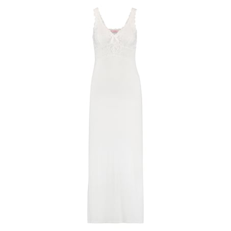 Long slip dress Modal lace, White