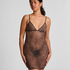 Leopard Mesh Slip Dress, Black