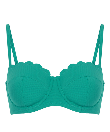 Scallop Padded Strapless Underwired Bikini Top Cup E +, Green
