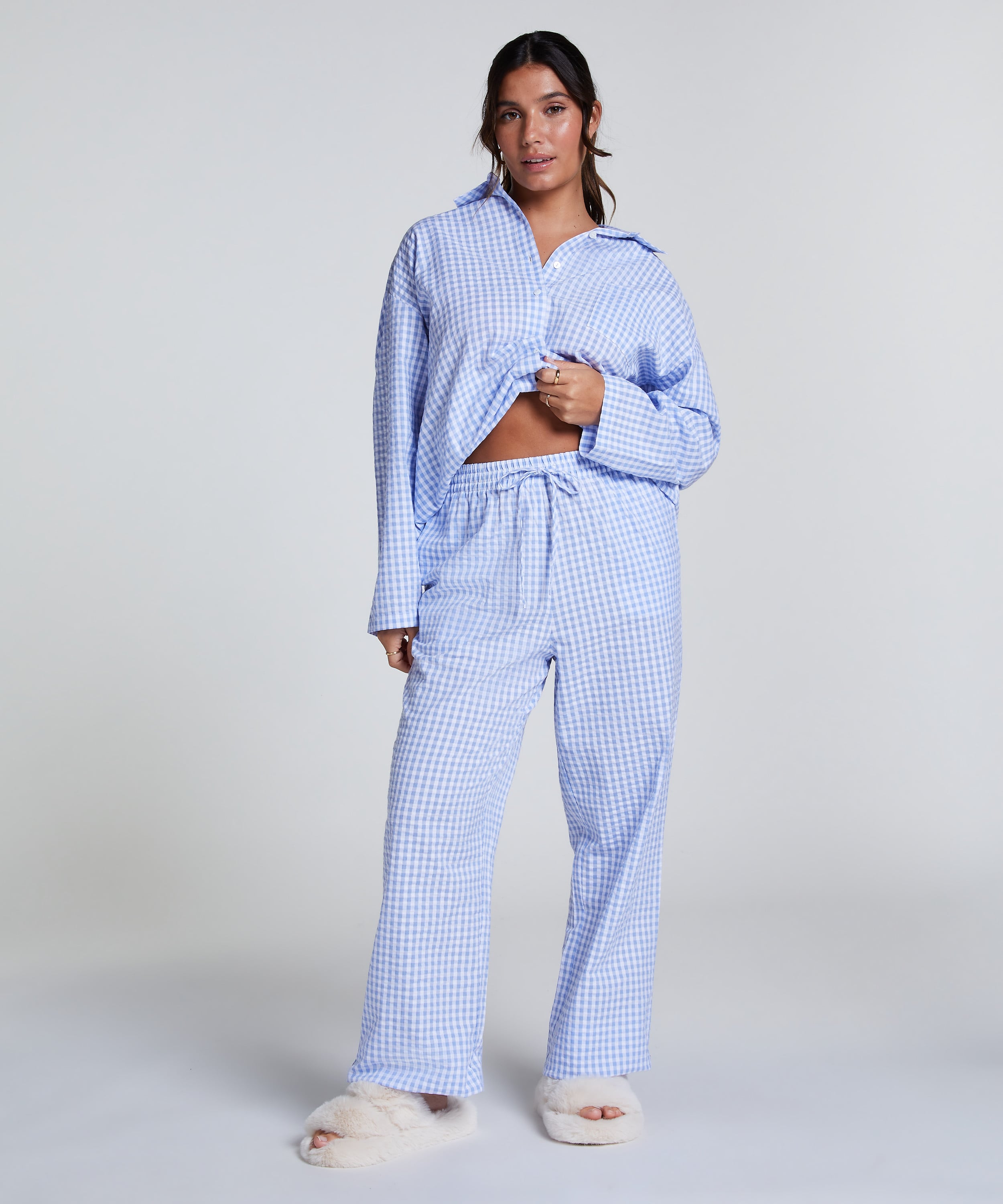 Cotton Pyjama Pants, Blue, main