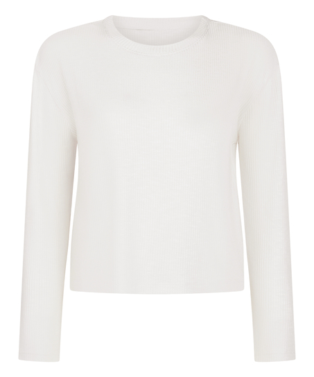 Long-Sleeved Pyjama Top, Beige