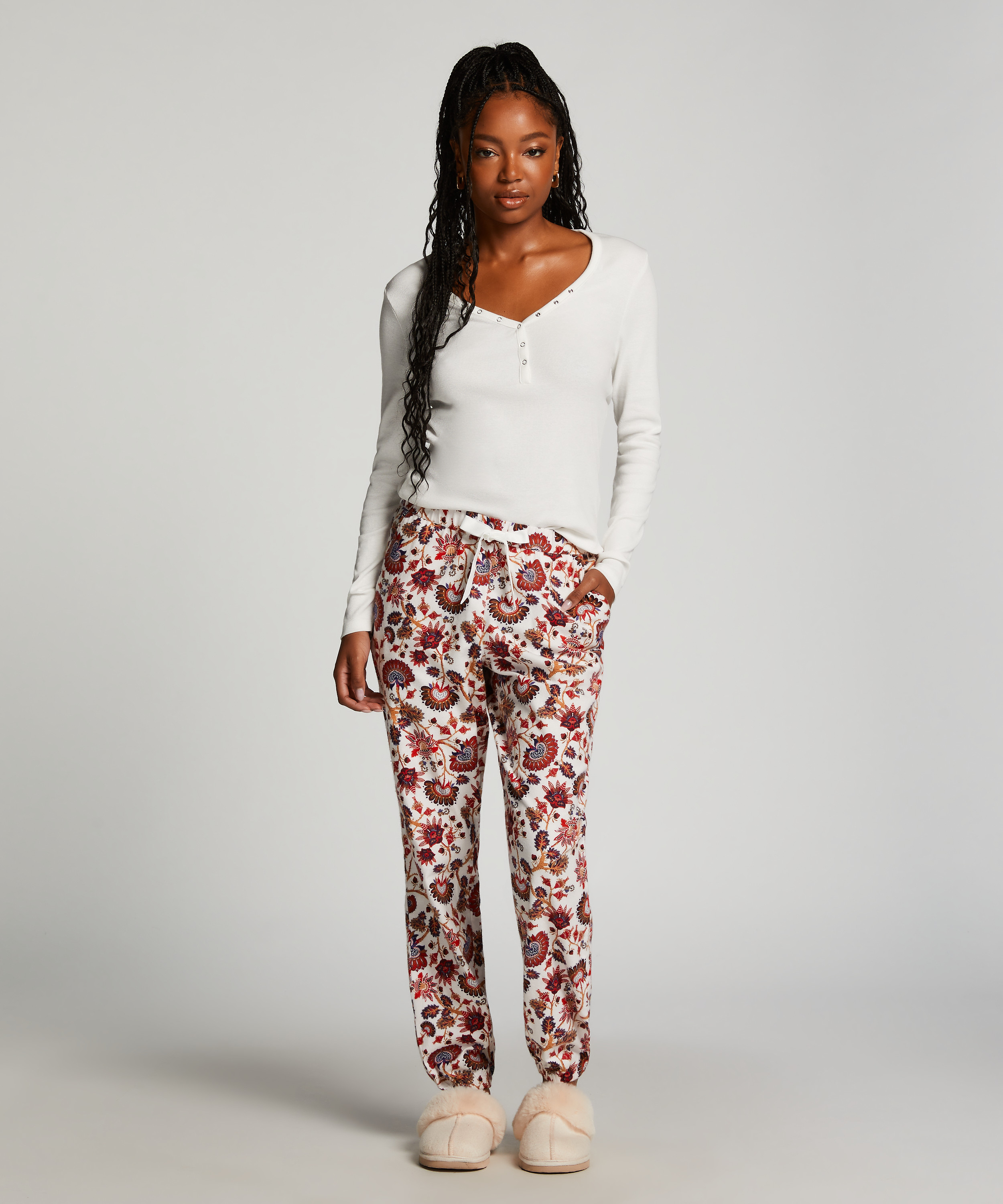 Flannel Pyjama Pants, White, main