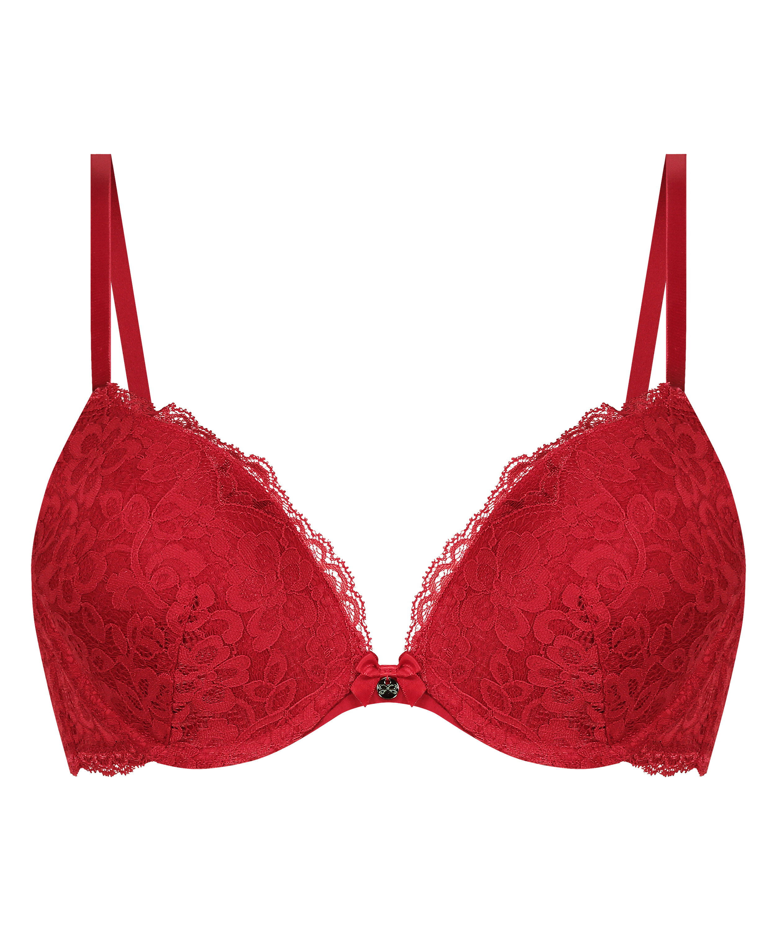Marine Padded Push-Up Underwired Bra, Red