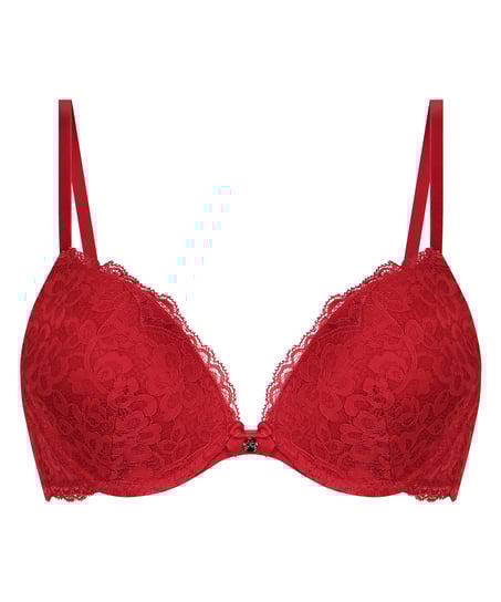 Marine Padded Push-Up Underwired Bra, Red