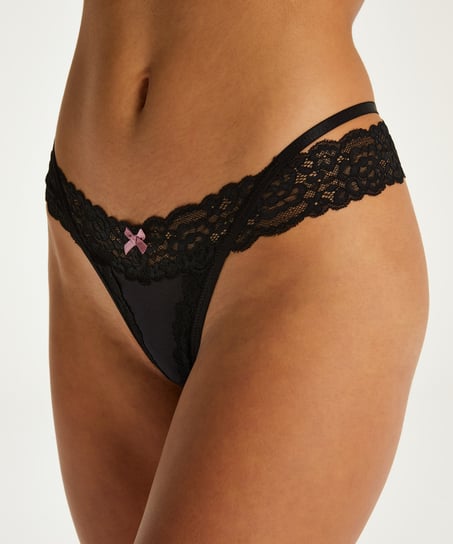 Elliena Extra Low V Thong, Black