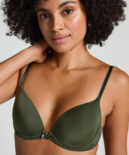 Plunge Padded Underwired Bra, Green