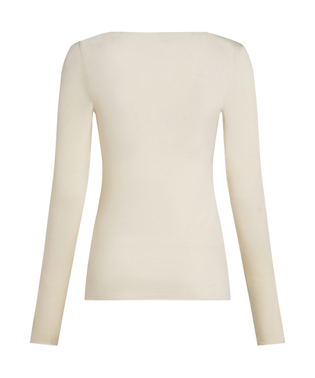 super soft Boatneck Shirt with Cashmere, White