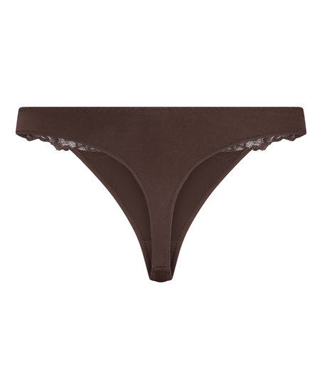 Lace & Shine Thong, Brown