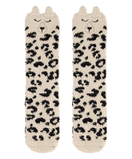 Snow Leopard Cosy Sock, Beige
