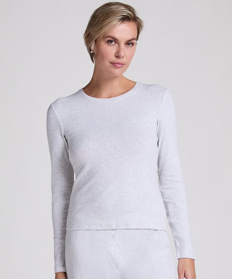 Long Sleeve Top Pointelle, Gray