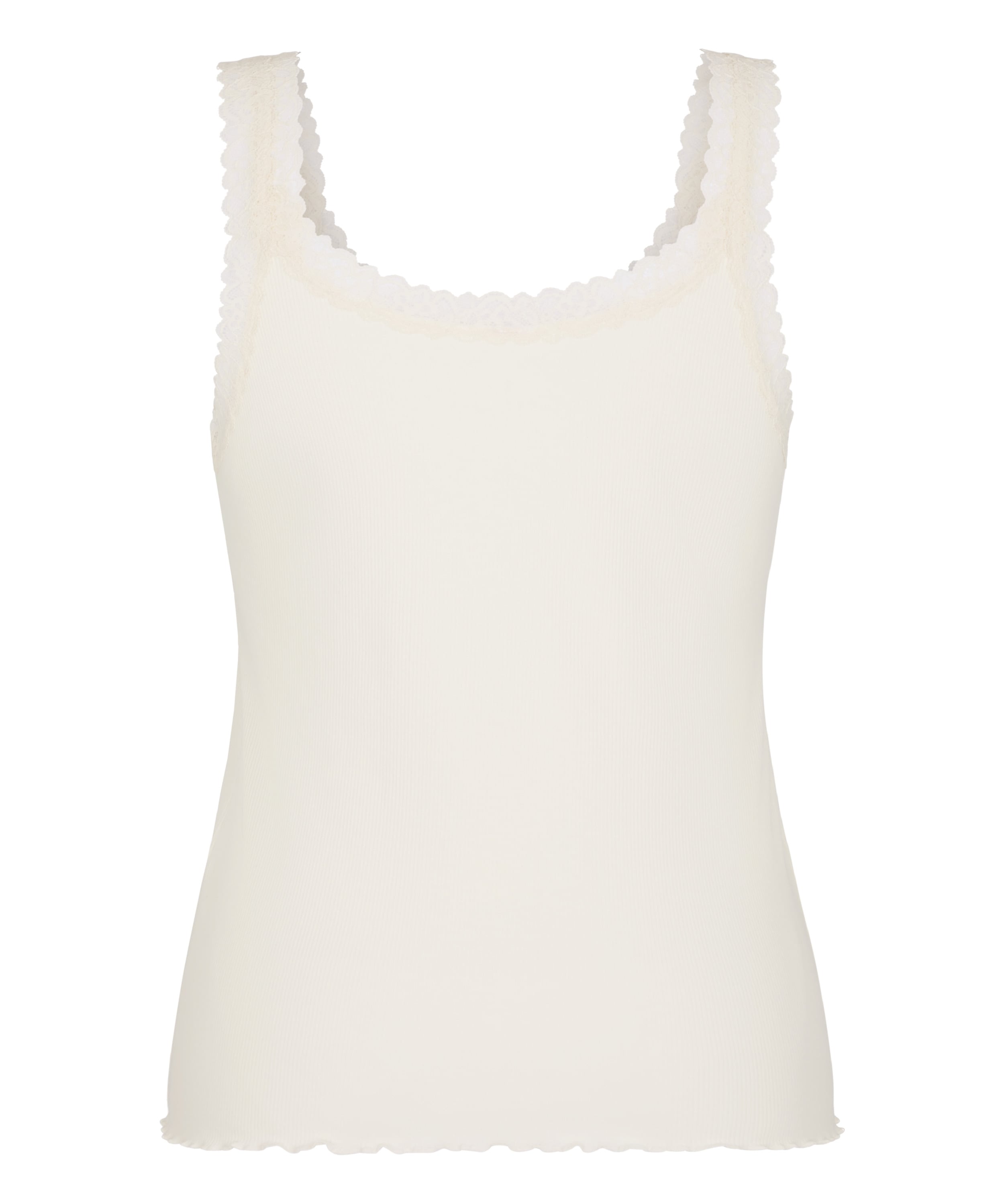 Singlet Rib Jersey Lace, White, main