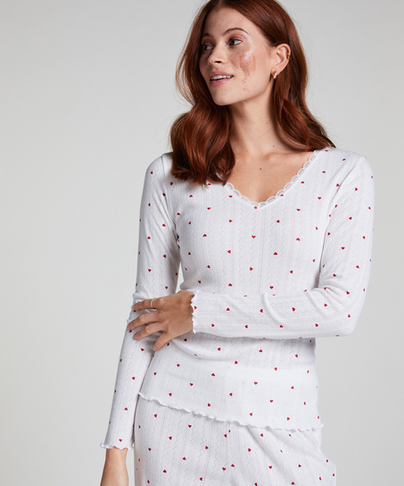 Pointelle Pyjama Top, White