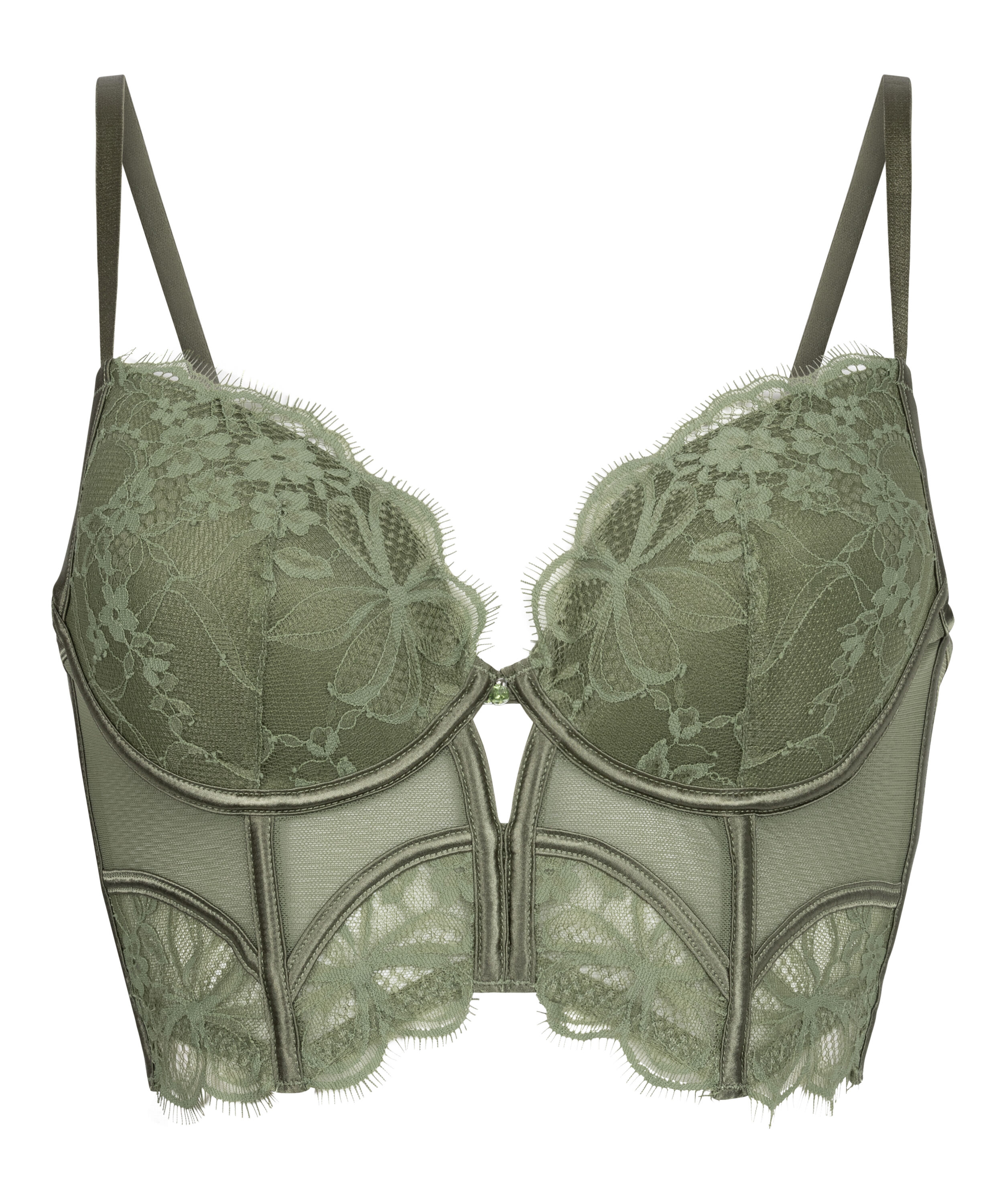 Prina Padded Underwired Longline Bra, Green
