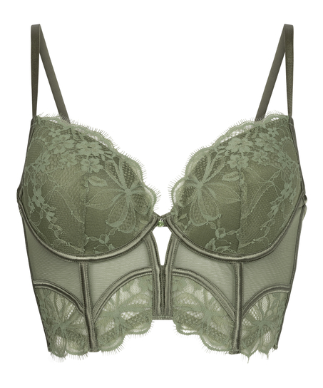 Prina Padded Underwired Longline Bra, Green