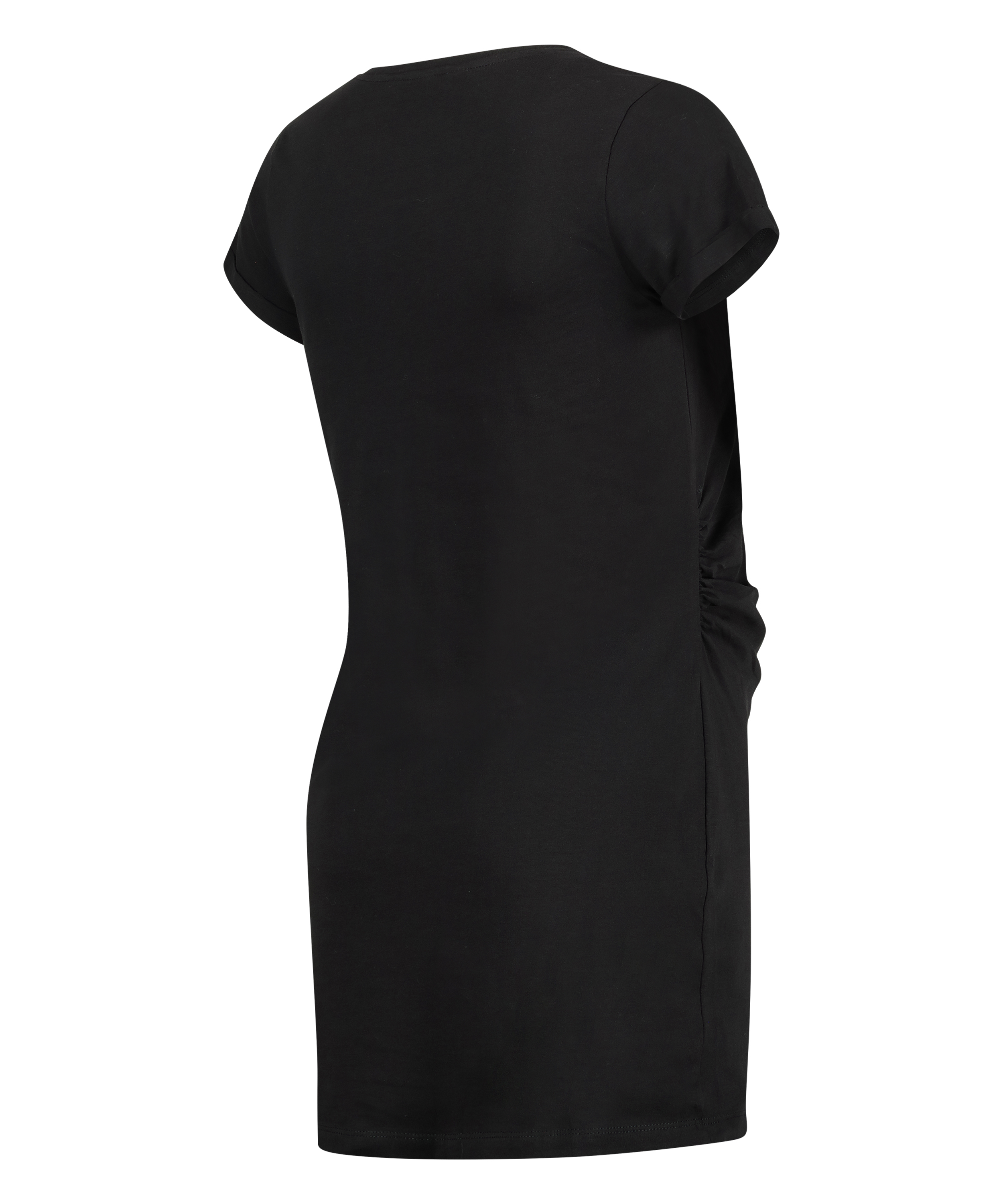 Short-Sleeved Maternity Nightshirt, Black, main