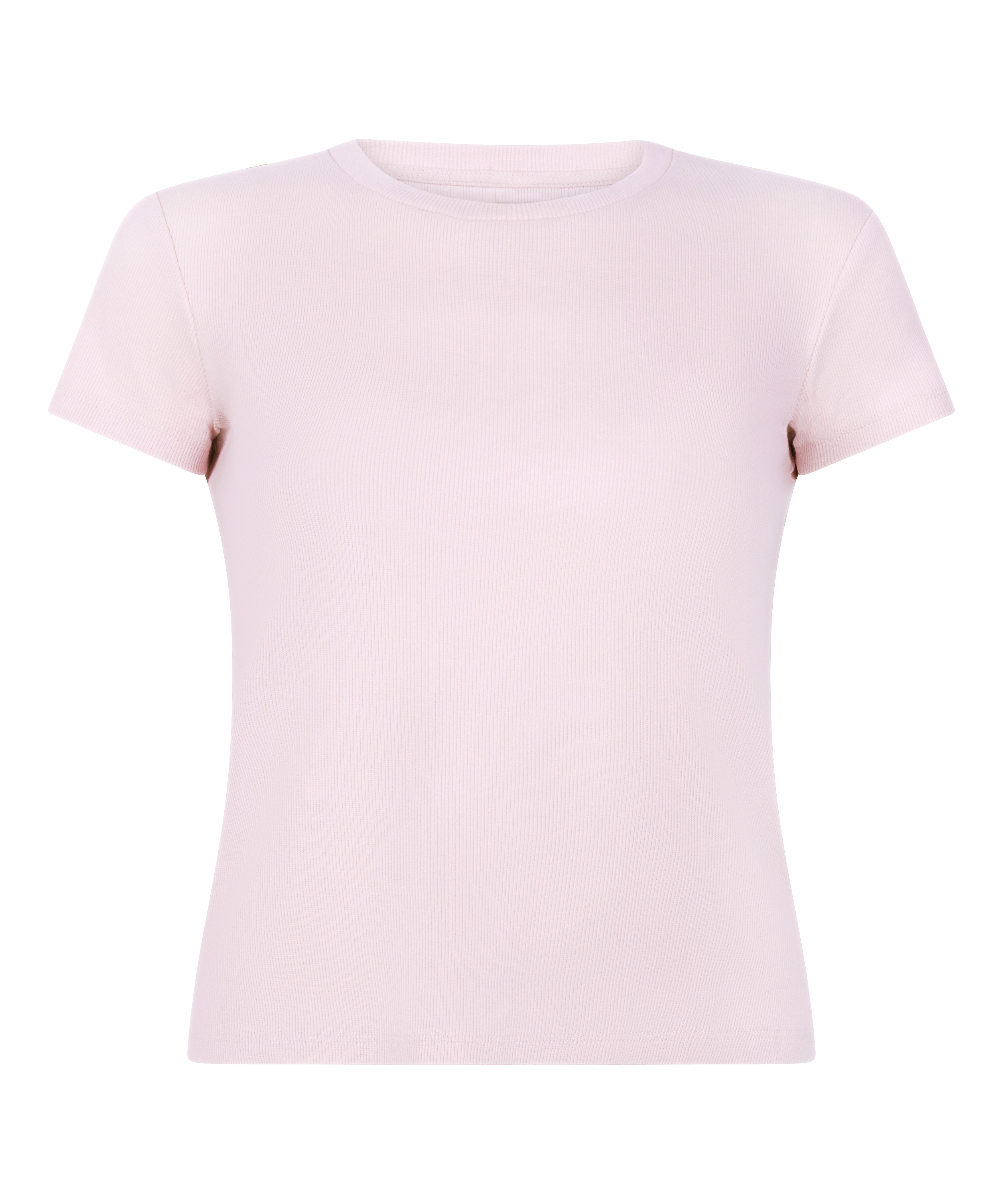 Ribbed Crew Neck Short-Sleeved Pyjama Top, Pink, main