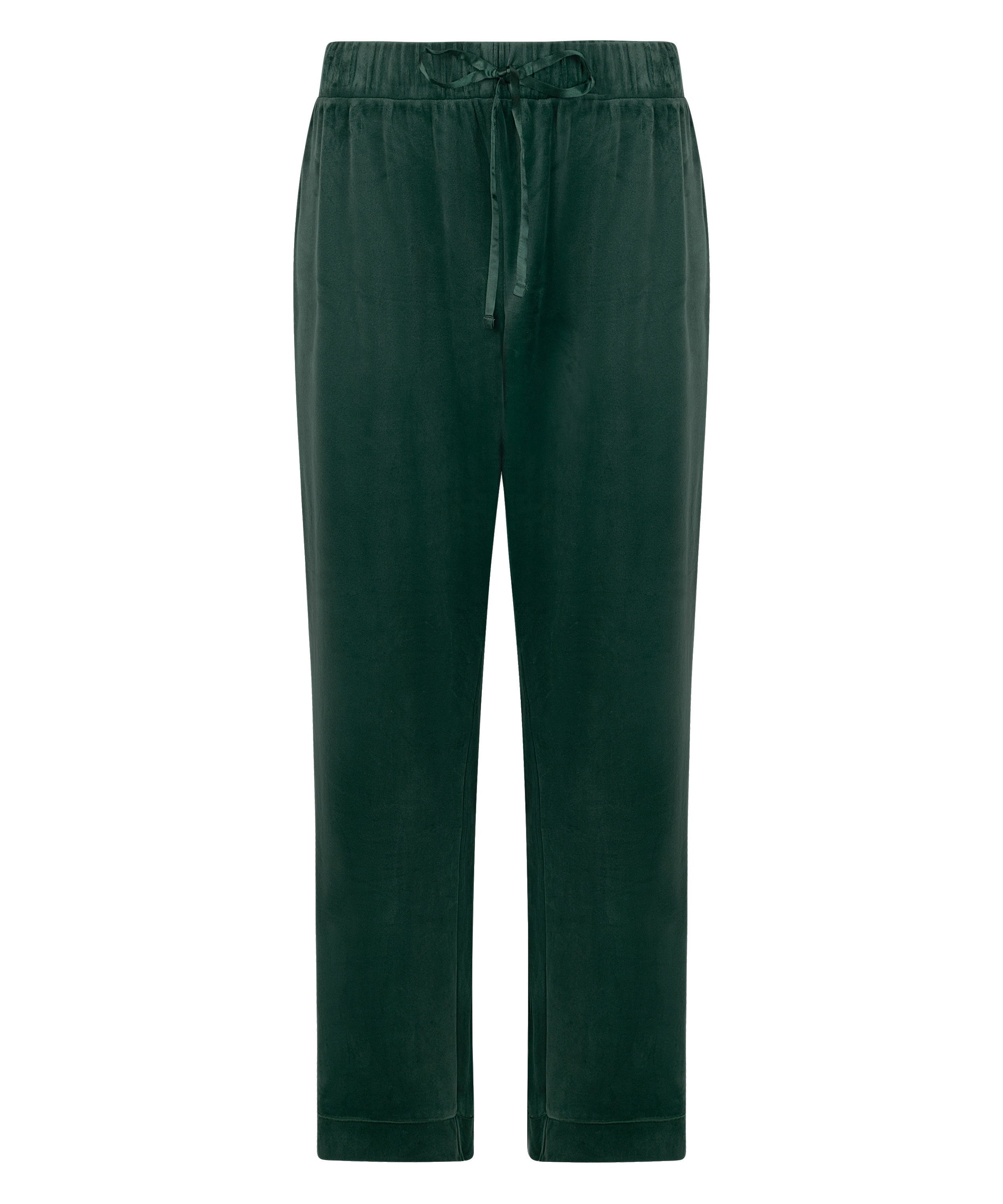 Velvet Pyjama Pants, Green, main