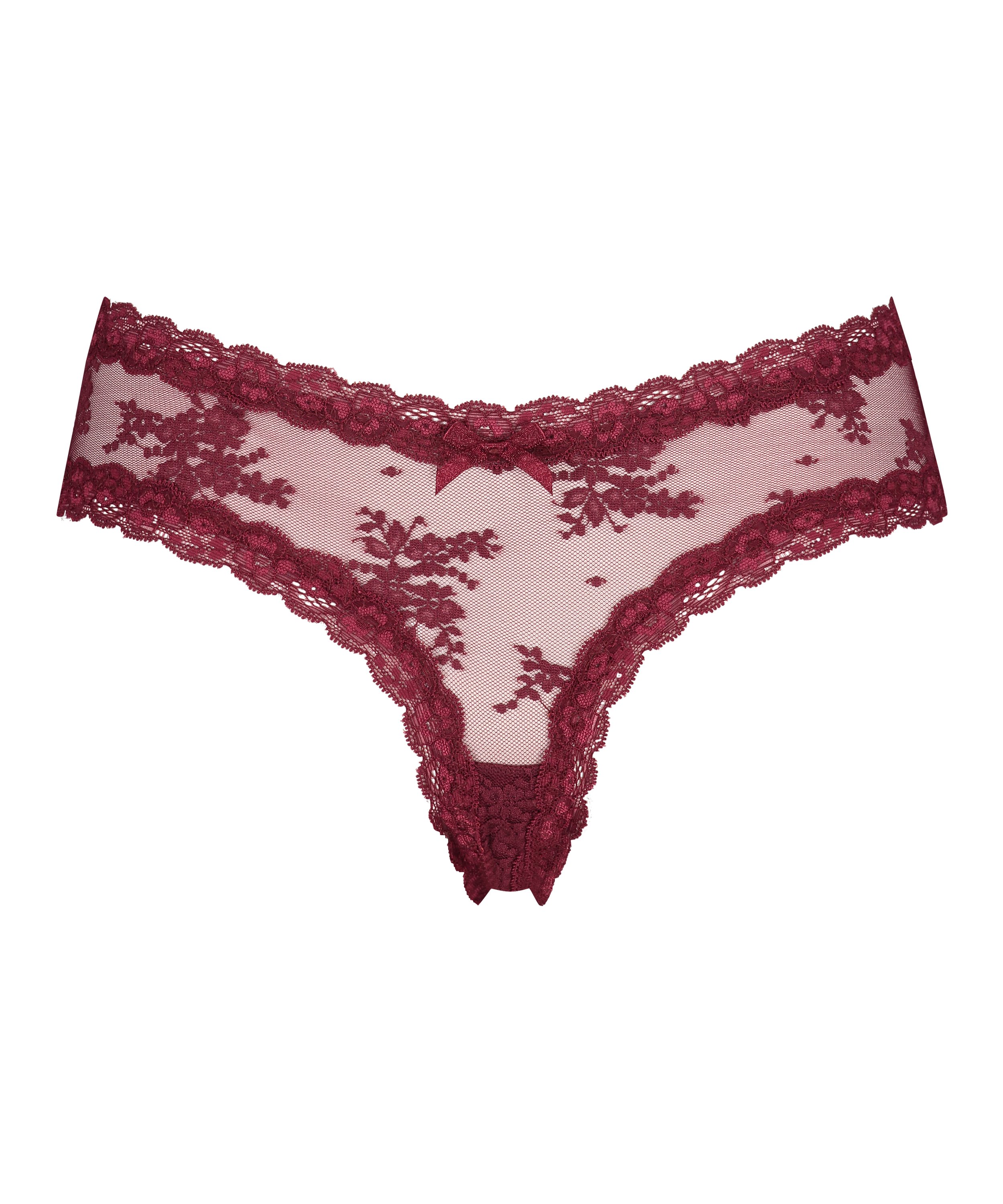 V-shaped Brazilian knickers mesh, Red, main