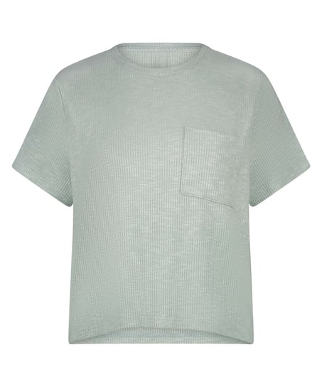 Rib Short-Sleeved Top, Green