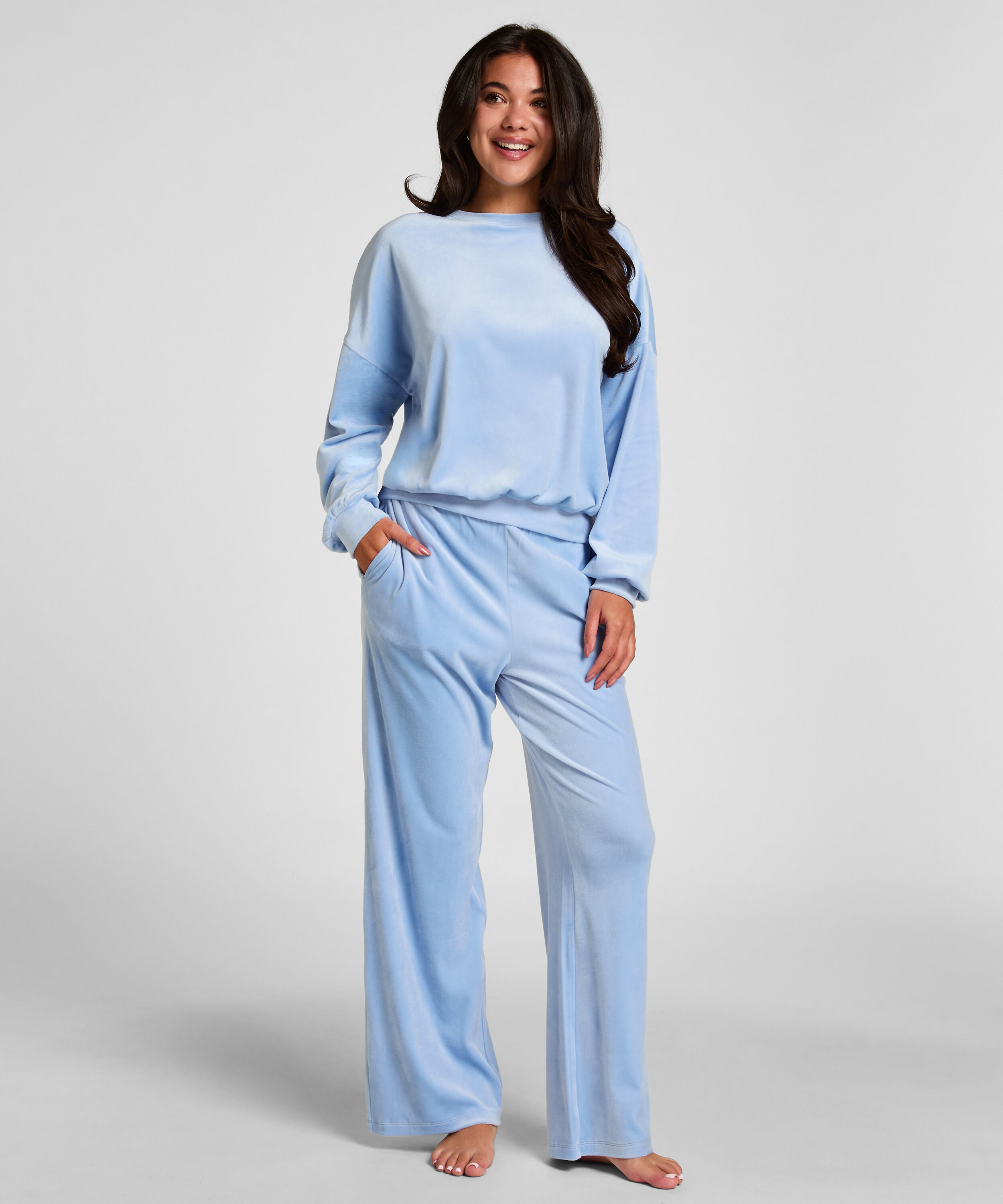 Velours Pyjama Pants, Blue