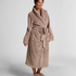 Long Fleece Bathrobe, Beige