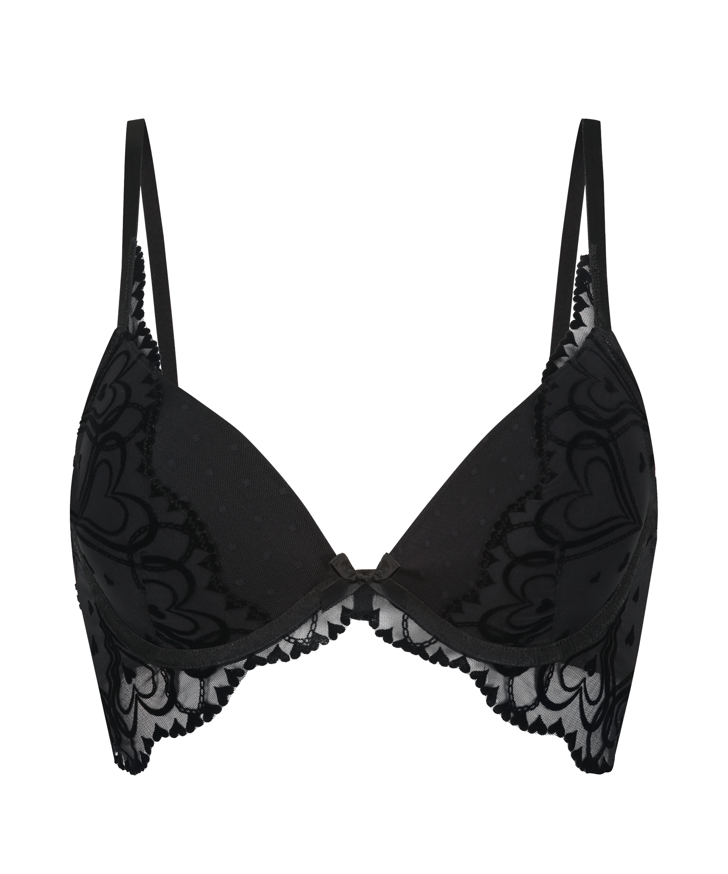 Pippa Padded Underwired Longline Push-Up Bra, Black, main