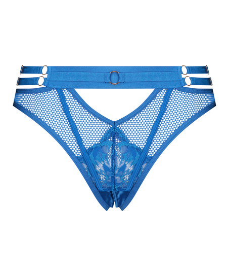 Pleasure Open-Crotch Brazilian Knickers, Blue