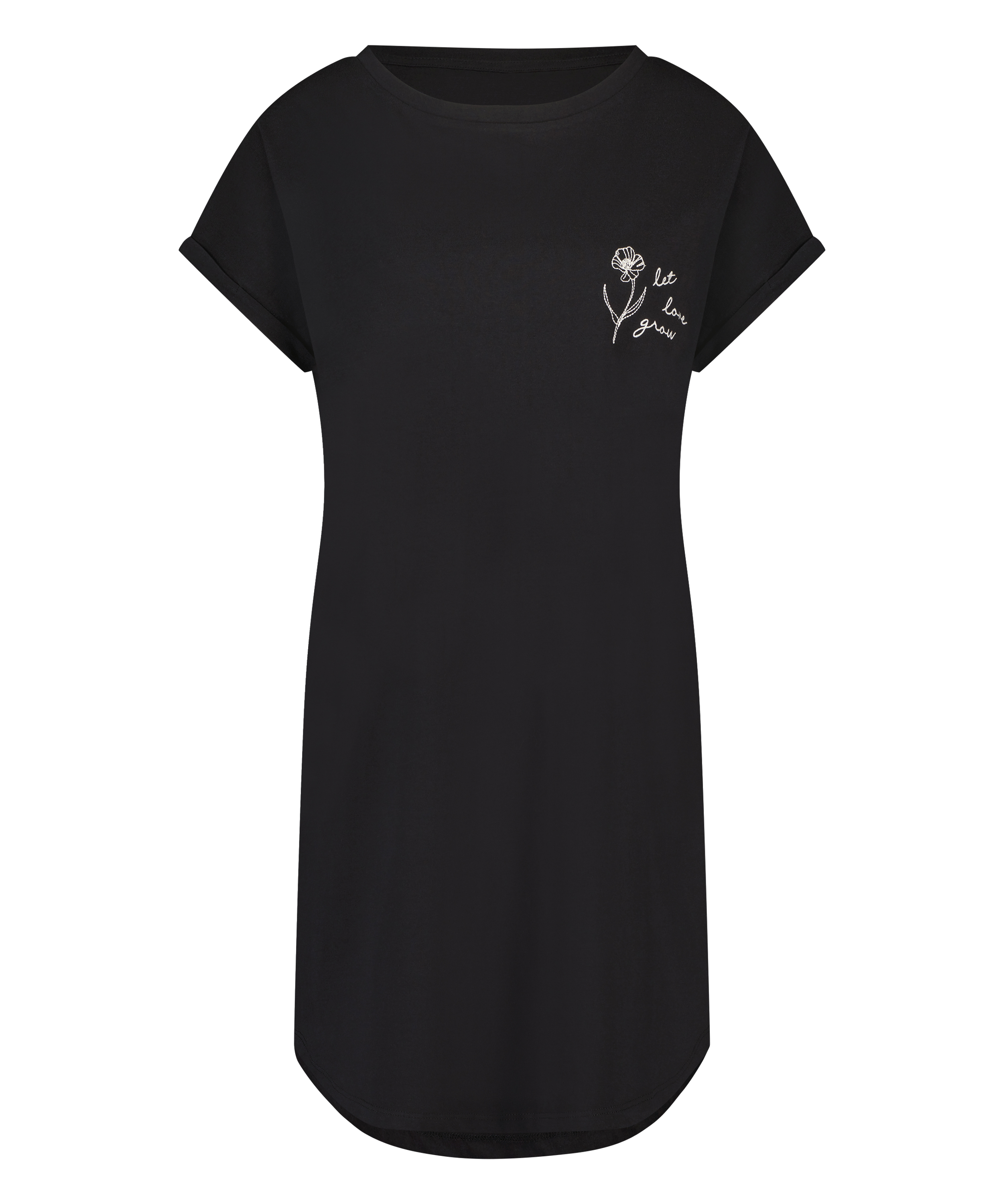Round Neck Nightshirt, Black, main
