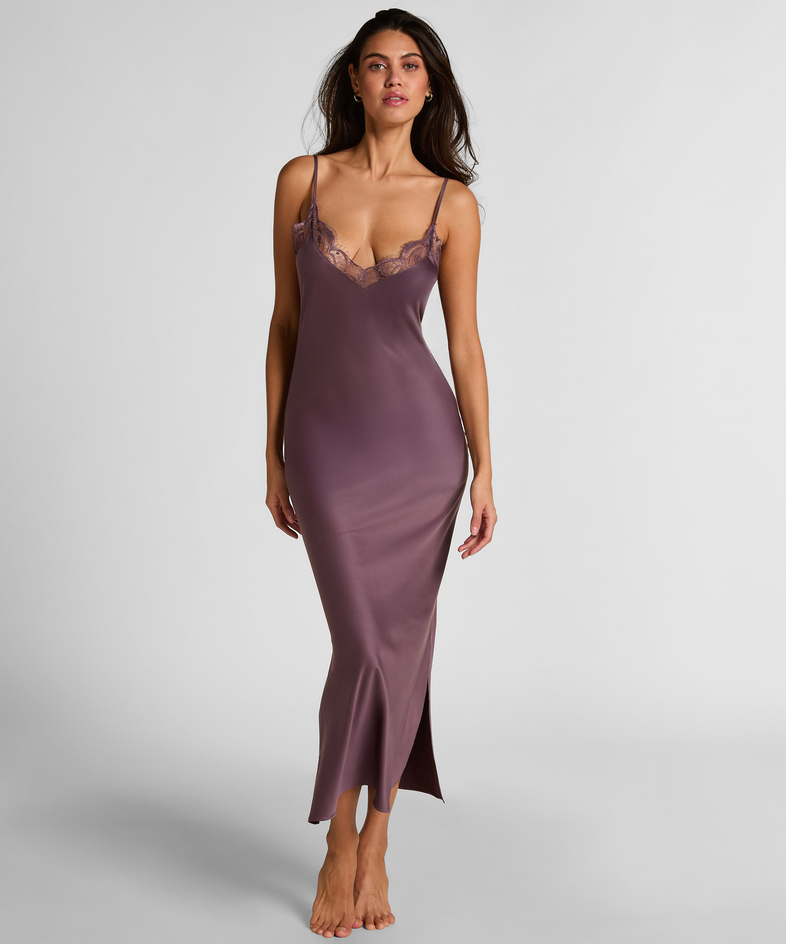 Slipdress Long Satin, Purple