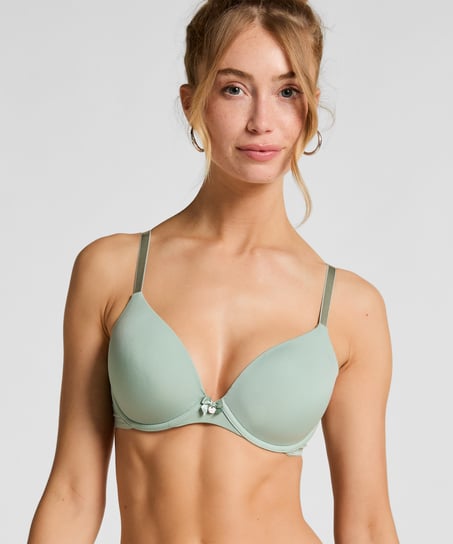Plunge Padded Underwired Bra, Green