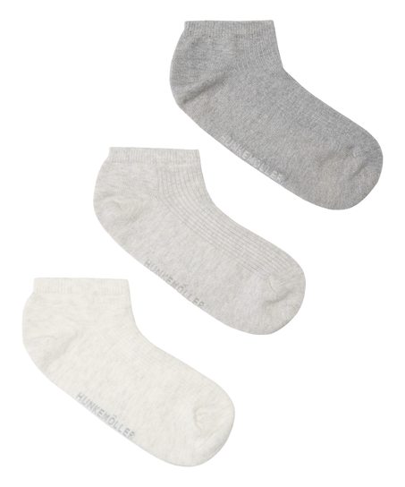 3-Pack Cotton Trainer Liner Socks, Gray