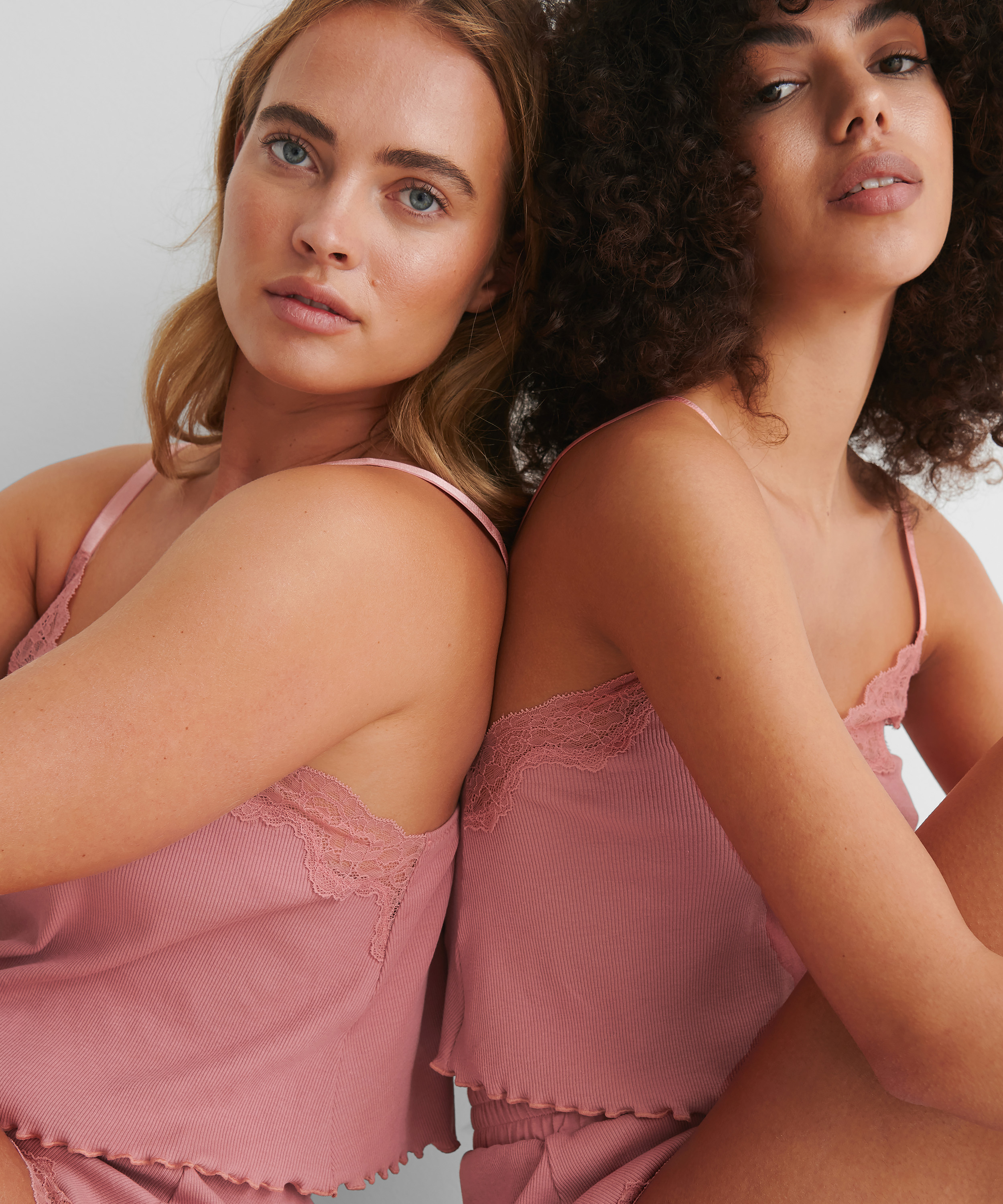 Cami rib lace Mia HKM x NA-KD, Pink, main