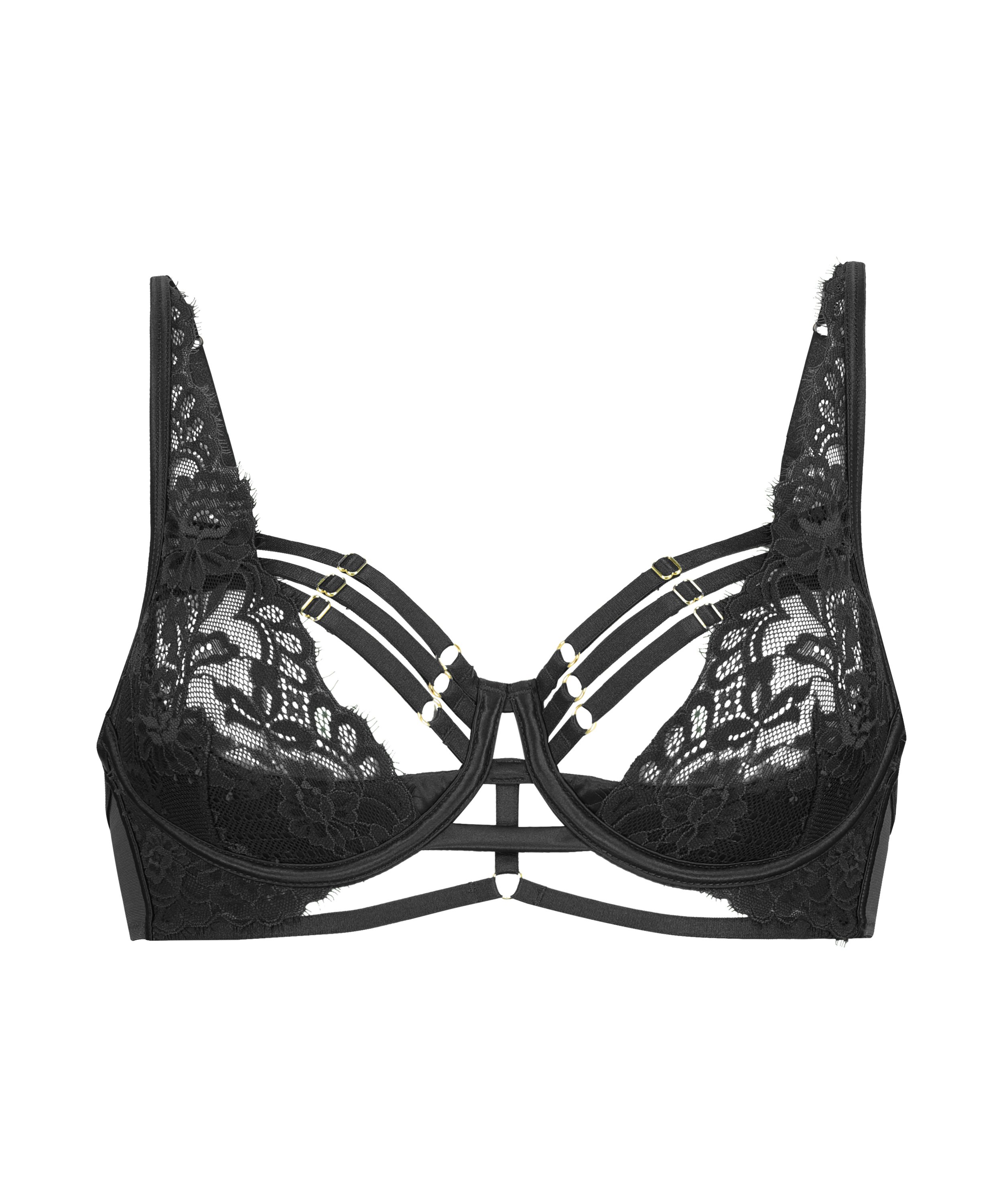 Iggy Half-Padded Underwired Longline Bra, Black, main