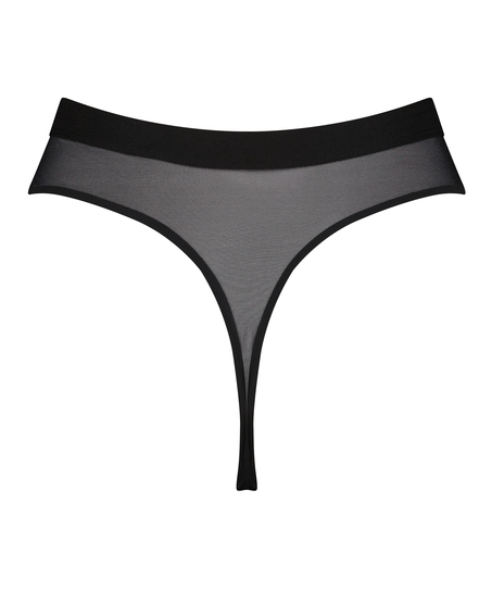 High-Cut invisible Mesh thong, Black