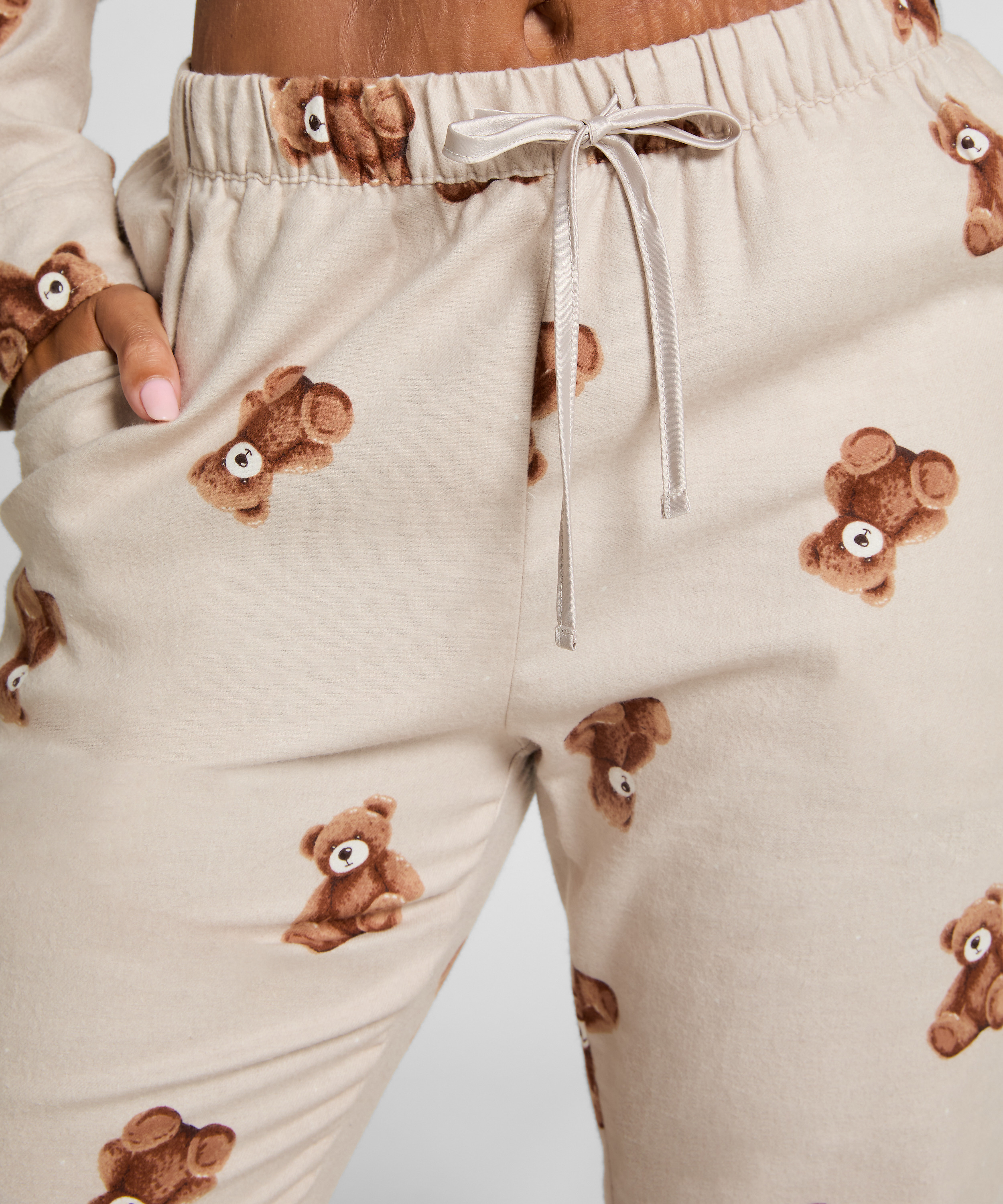 Pant Flannel Straight Bear, Beige, main