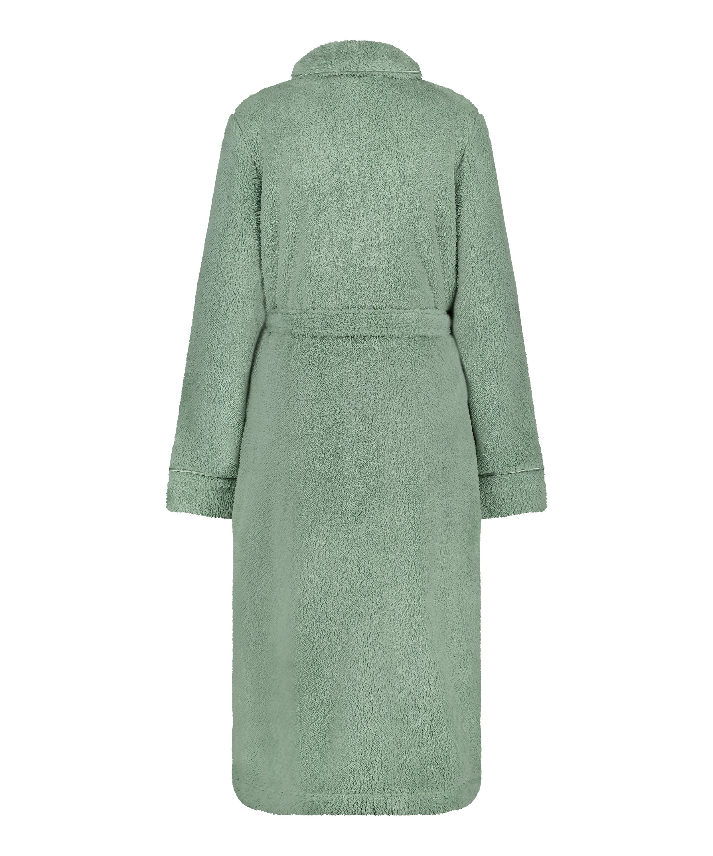 Long Fleece Bathrobe, Green, main