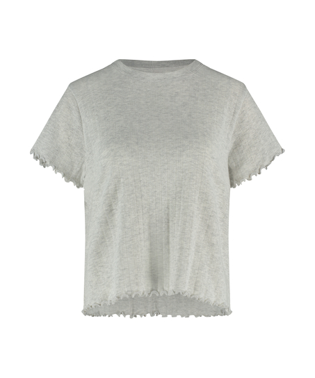 Loose-Fitting Short-Sleeved Pyjama Top, Beige