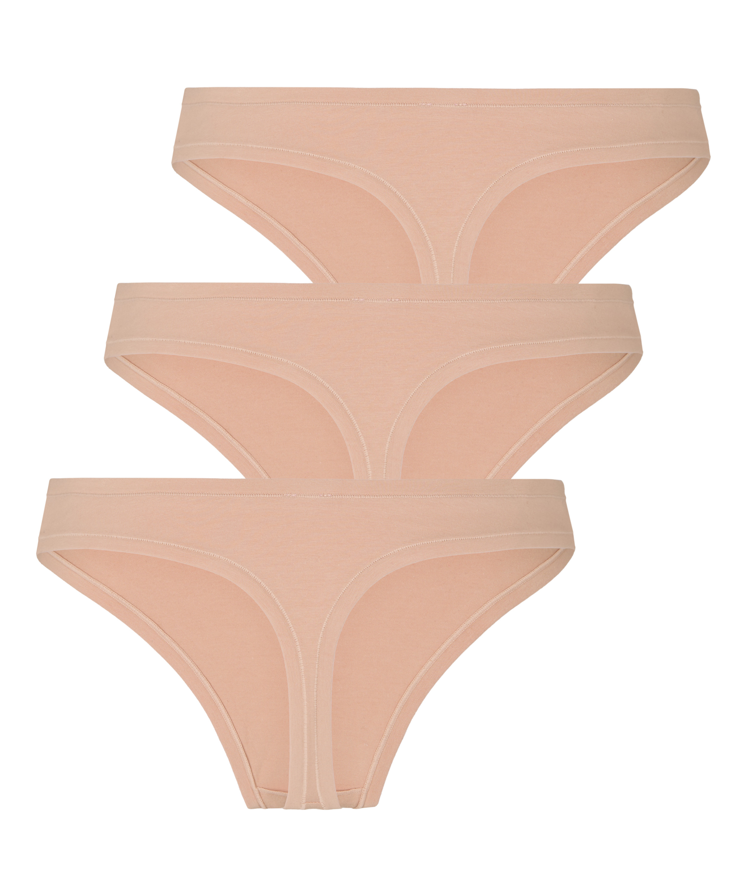 Multipack Cotton Thong, Beige, main
