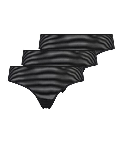 3-pack invisible Brazilian, Black