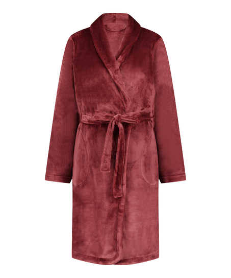 Short Fleece Bathrobe, Pink