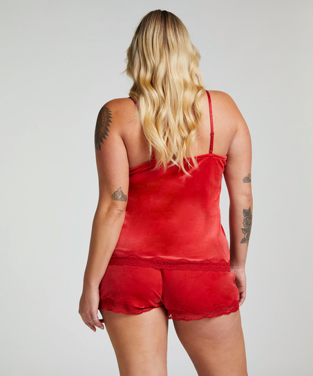 Velours Lace Cami Top, Red