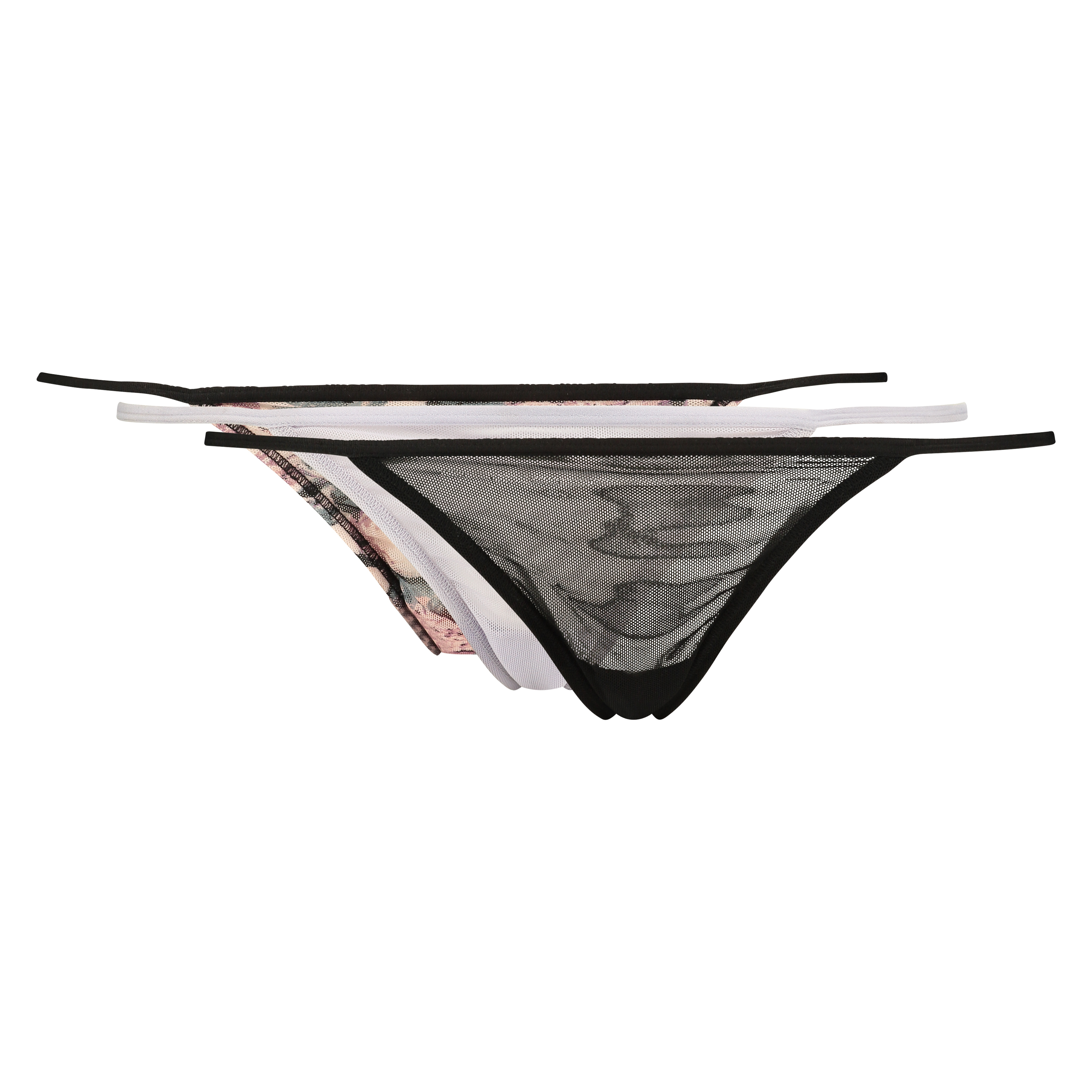 3-pack thongs mesh, Black, main