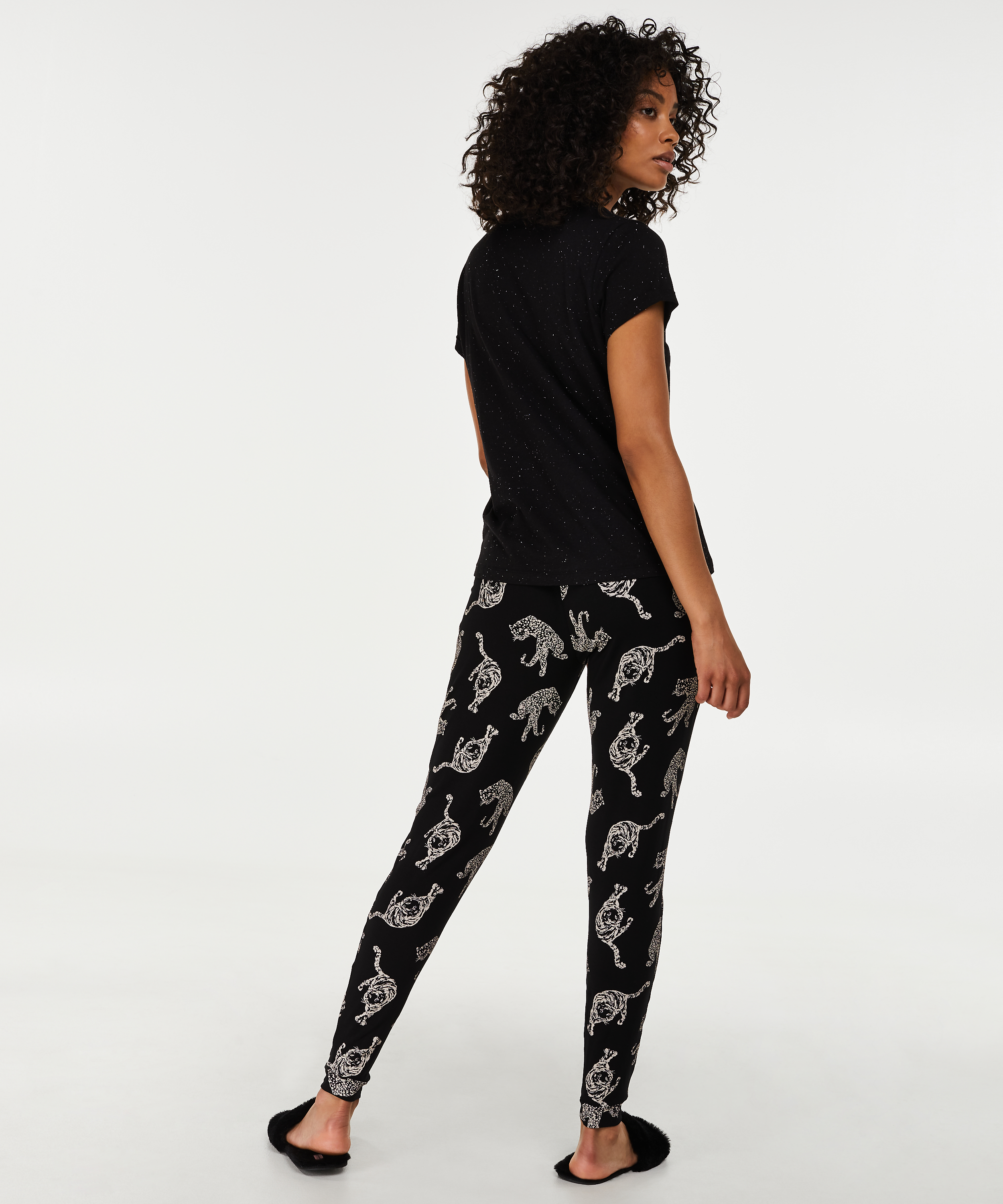 Loose-fitting Pajama Pants, Black, main