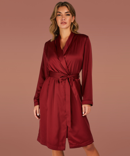 Satin Fleece Bathrobe, Red