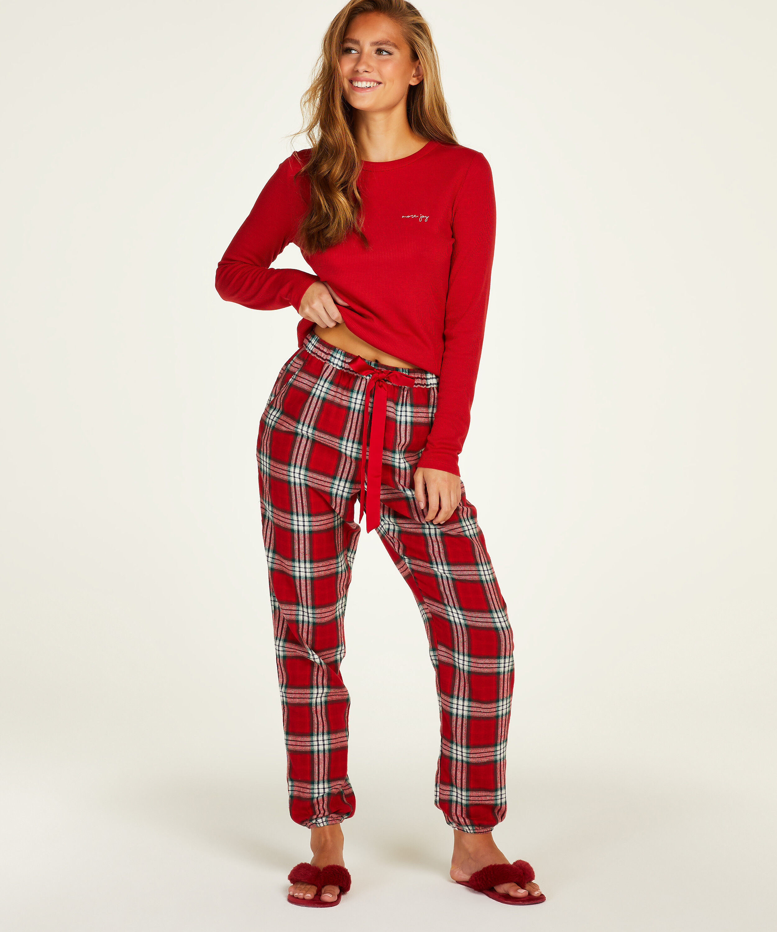 Petite Twill Check Pyjama pants, Red