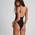 Neoprene Mono Zip Up Bathingsuit, Black