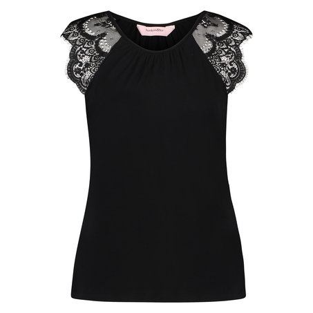 Jersey Lace Singlet, Black